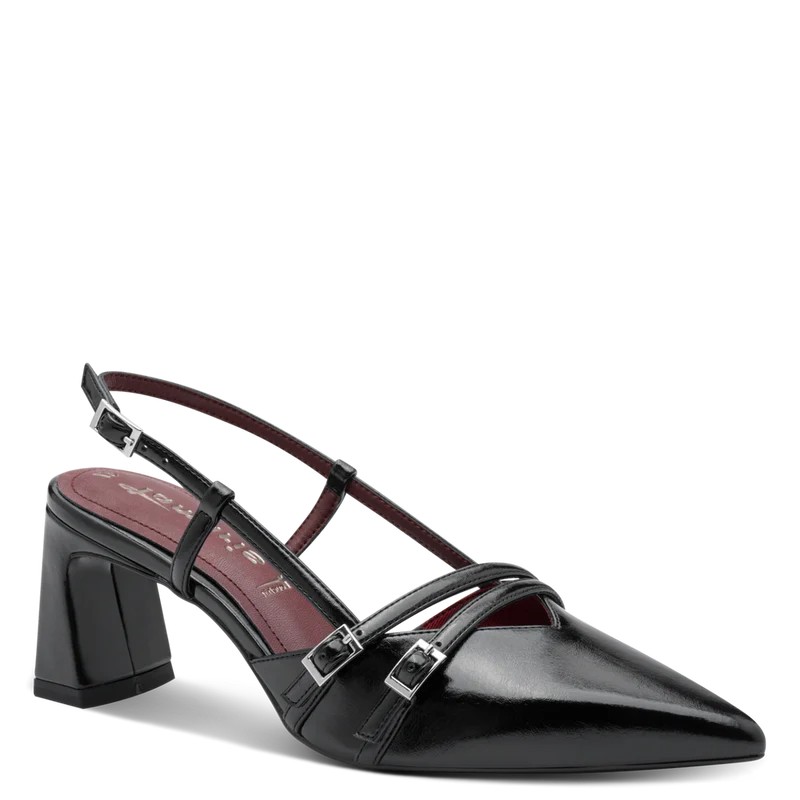 Tamaris Black Sling Back Heeled Shoe