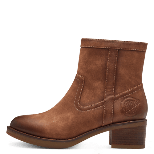 S OLIVER Cognac Western Style Ankle Boot