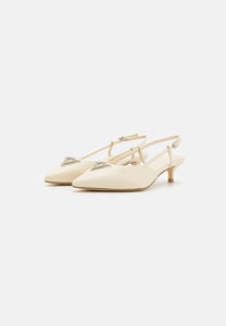 GUESS Cream Patent Sling Back Kitten Heel