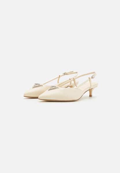 GUESS Cream Patent Sling Back Kitten Heel