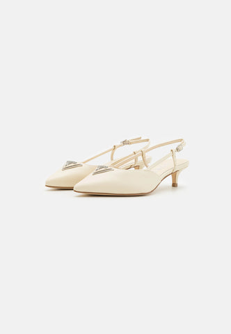 GUESS Cream Patent Sling Back Kitten Heel