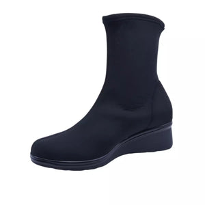 Pitillos Black Low Wedge Sock Boot