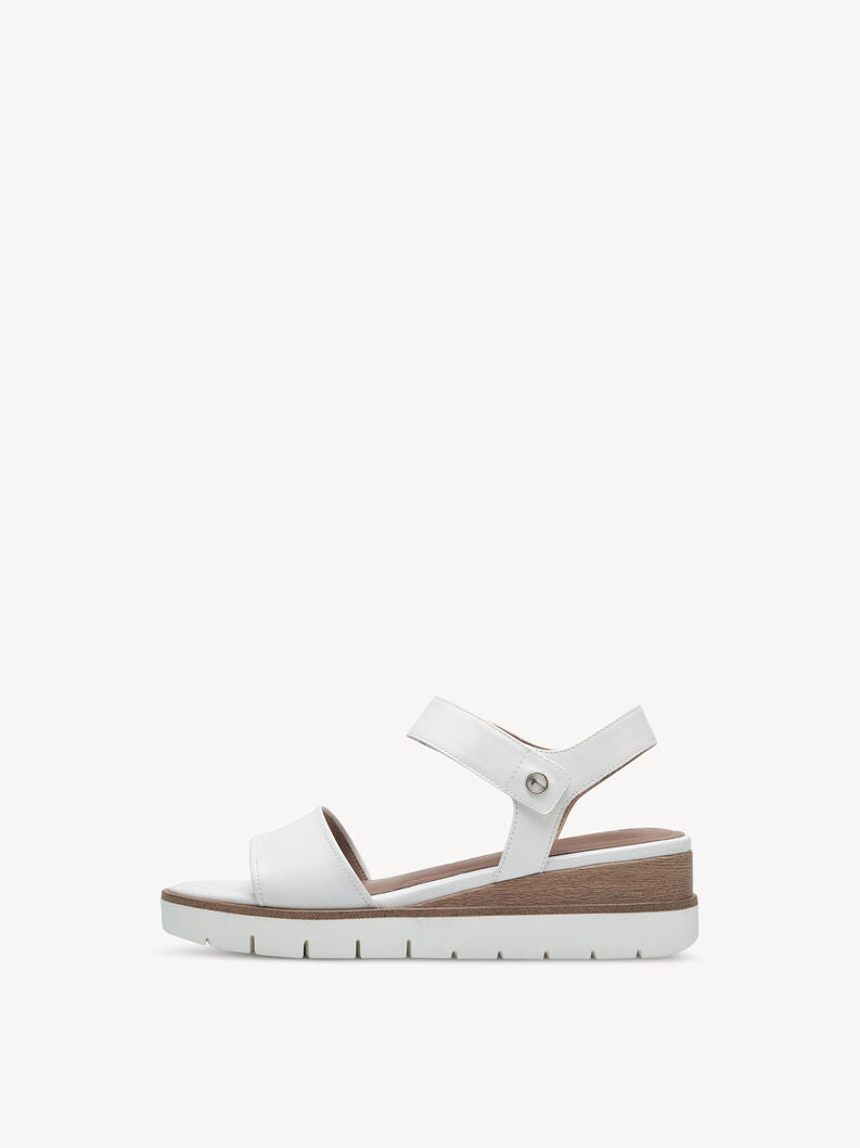 Tamaris Leather Wedge Sandal White