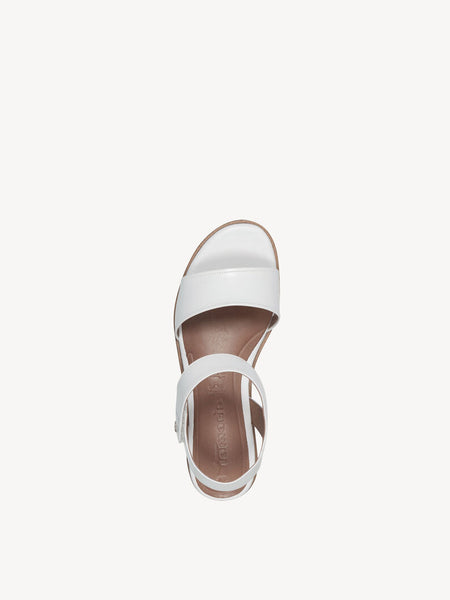 Tamaris Leather Wedge Sandal White