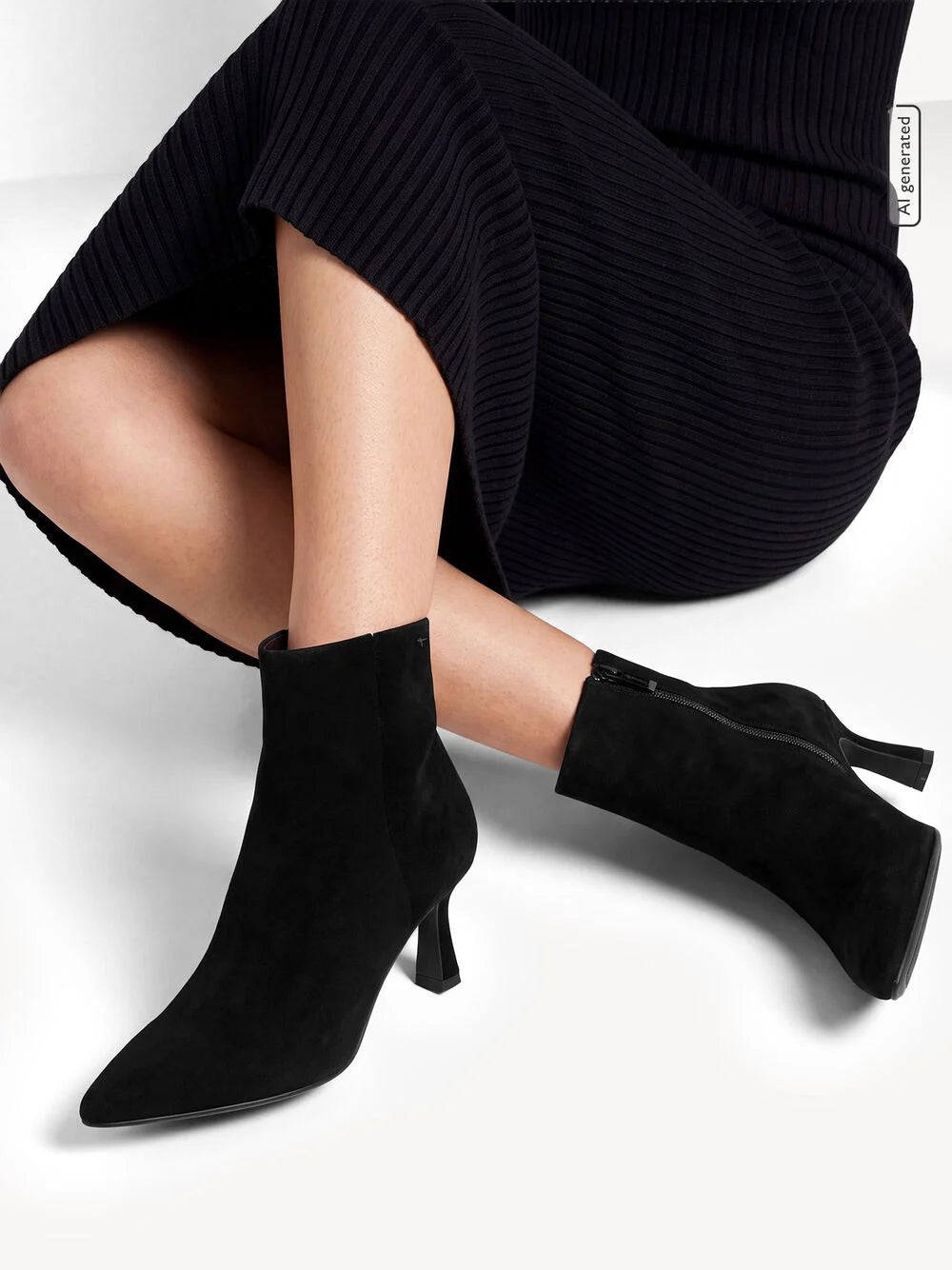 Tamaris Black Suede Dress Boots