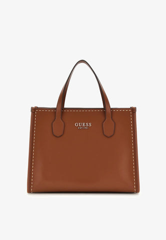 GUESS Silvana Stitch Handbag Cognac