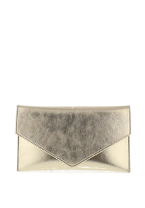 EMIS Leather Metallic Envelope Clutch Bag Gold