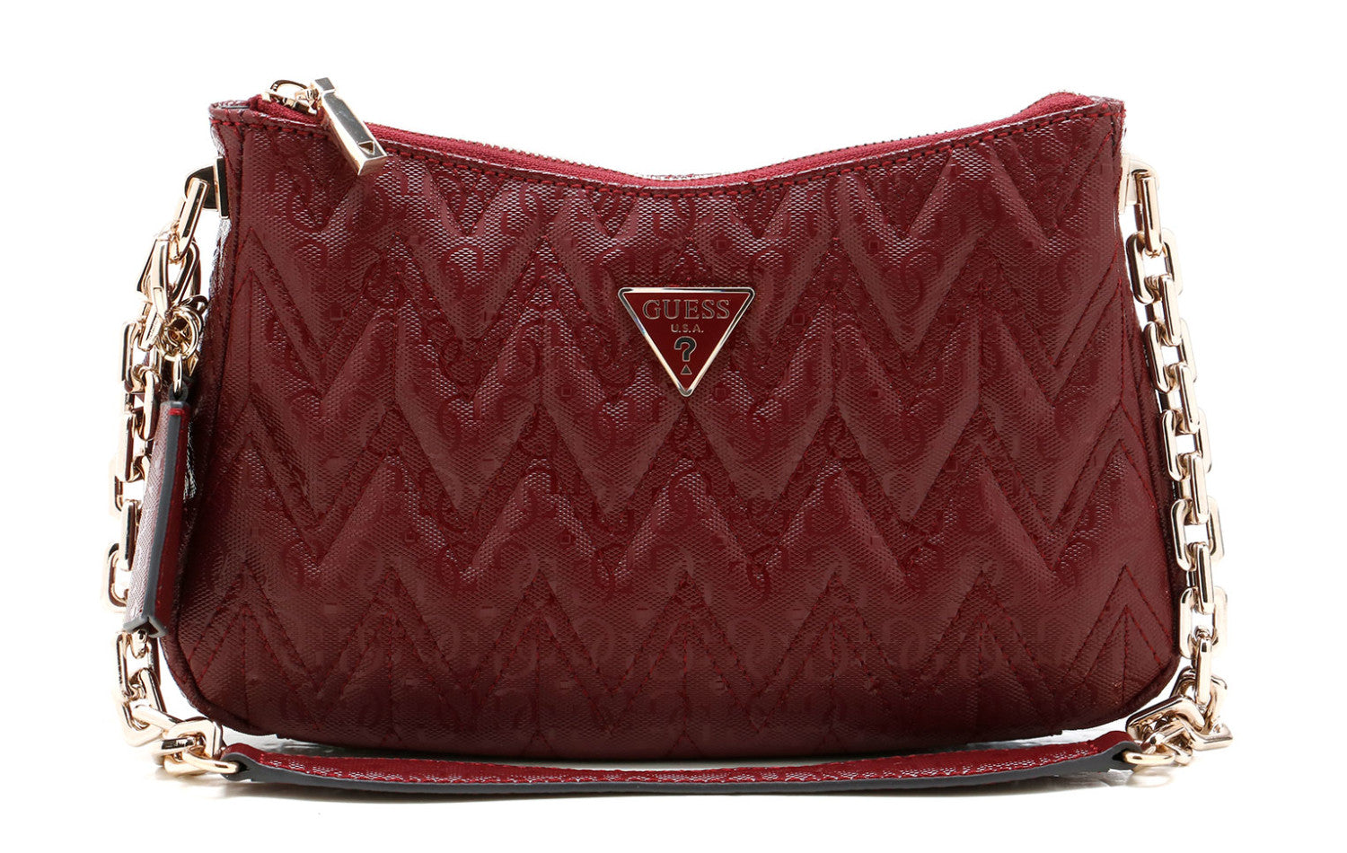 GUESS ADELARD TOP ZIP SHOULDER BAG BURGUNDY