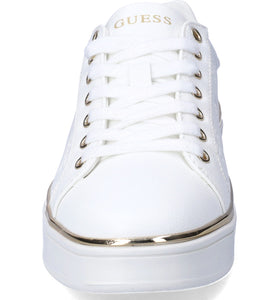 GUESS Logo Trainers White/Gold