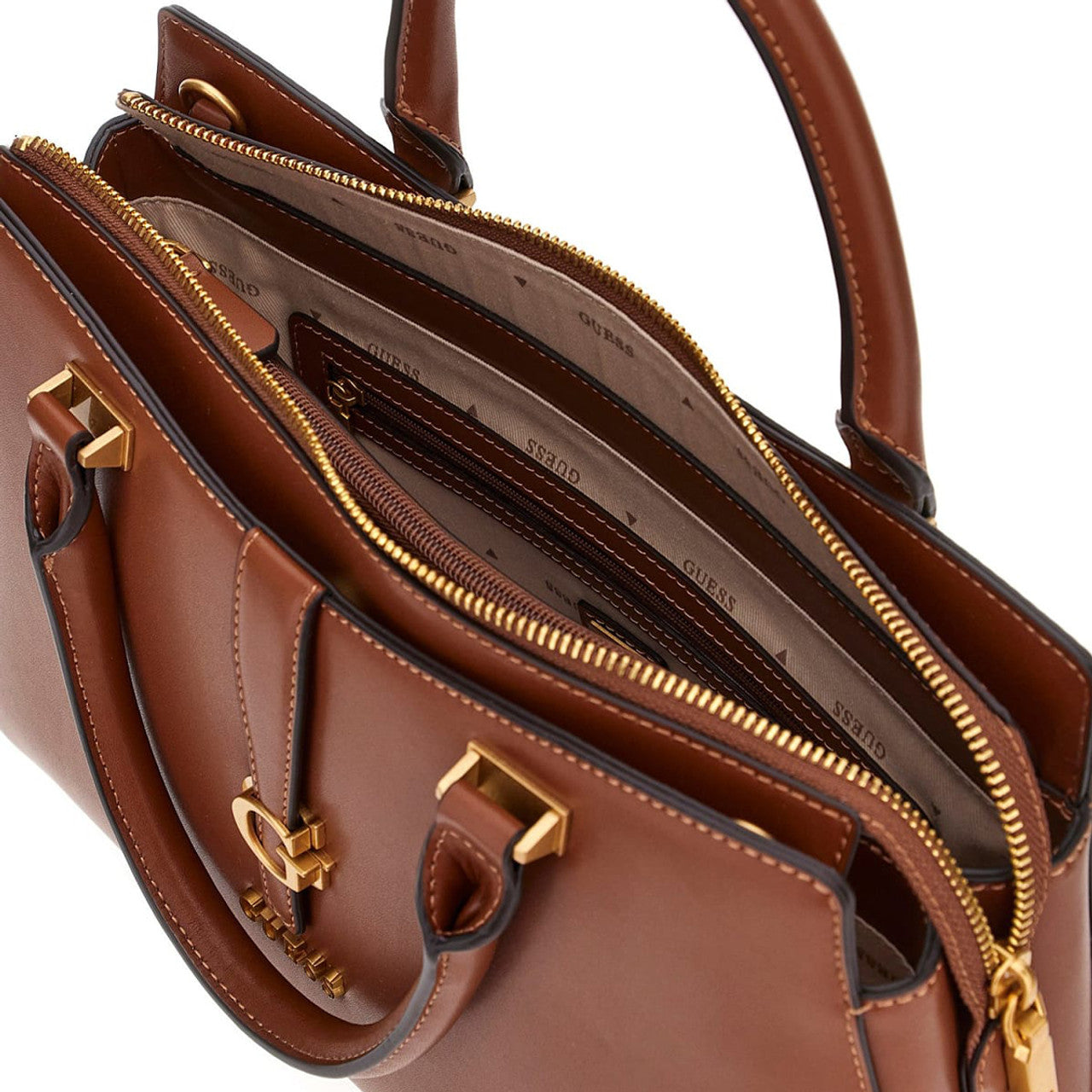 GUESS Kuba Satchel Cognac