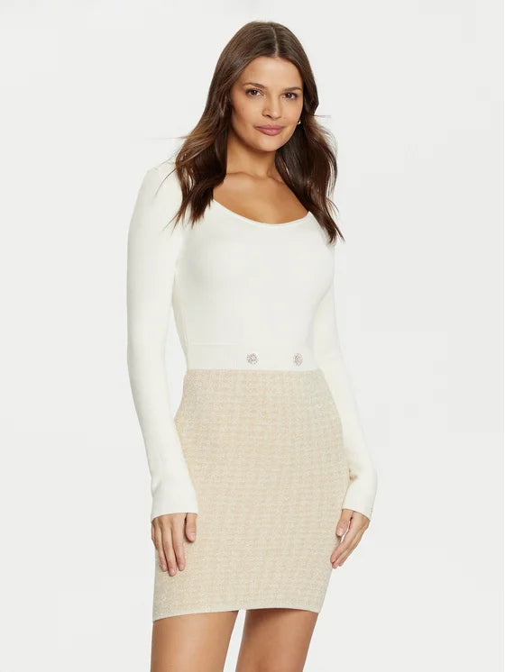 GUESS Gabriella Dress in Cream and Gold SHOOZZ GUESS Gabriella Dress in Cream and Gold SHOOZZ
