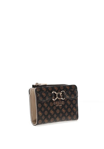 GUESS Arlena Logo Zip Around Wallet Mocha