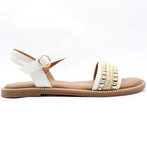 S OLIVER White Embellished Flat Sandal