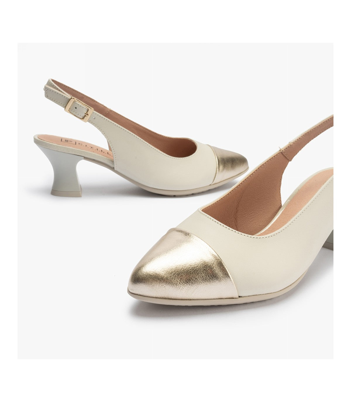 Pitillos Cream/Gold Slingback Heel