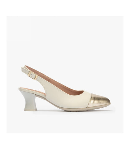 Pitillos Cream/Gold Slingback Heel