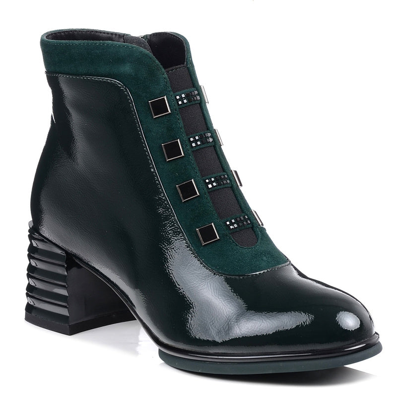 Loretta Vitale Patent Heeled Black Ankle Dress Boot