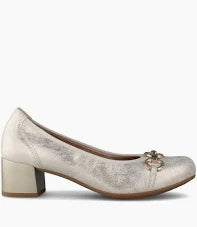 Pitillos Gold Sparkle Court Shoes