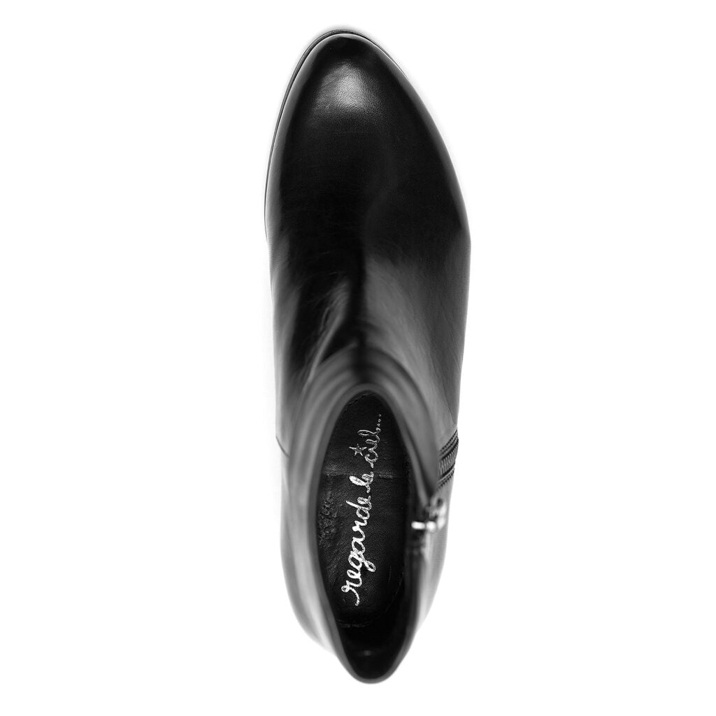 Regarde Le Ciel Stefany-03 Black Leather Ankle Boot