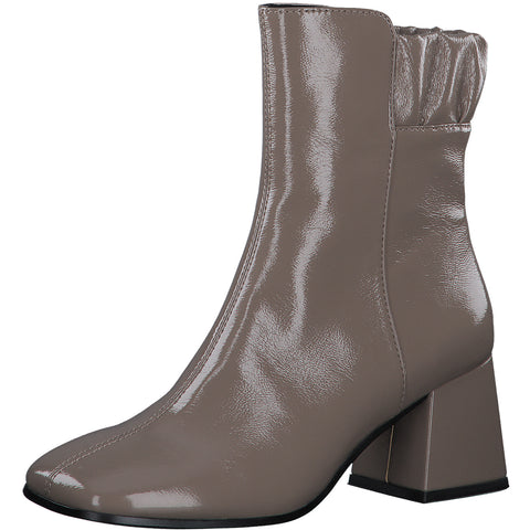 S Oliver Taupe Patent Ankle Boot
