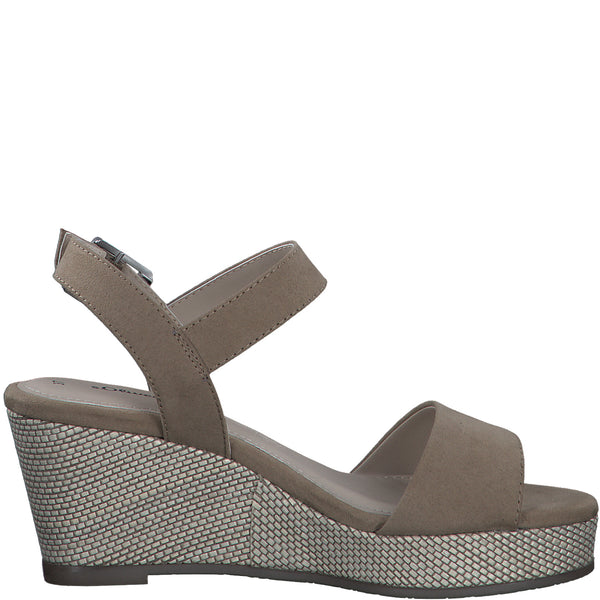 S OLIVER Taupe Wedge Vegan Sandal