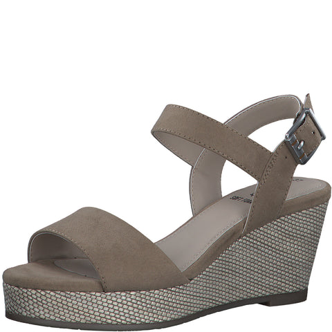 S OLIVER Taupe Wedge Vegan Sandal