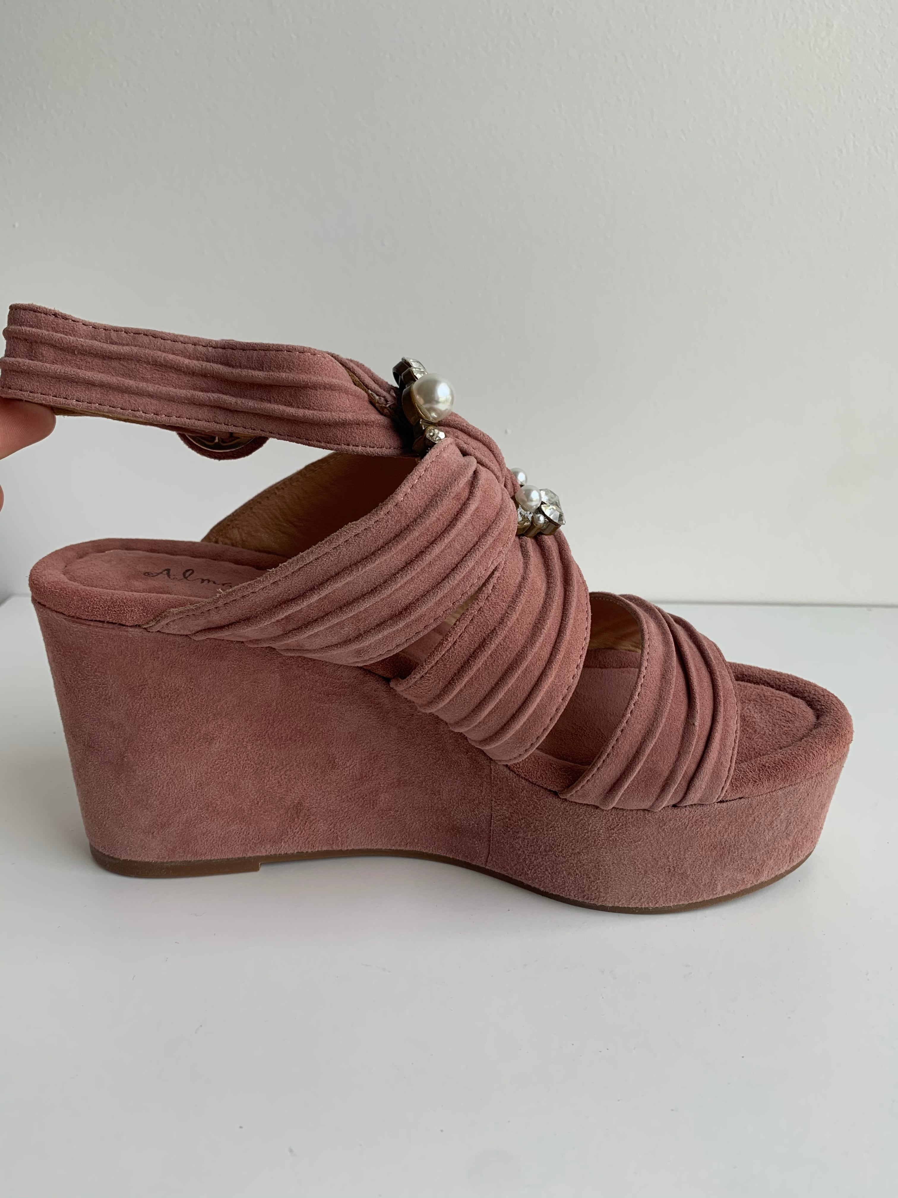 Suede Lavender Jewel Wedge