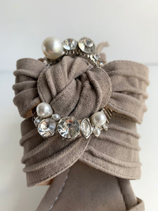 Suede Taupe Jewel Wedge
