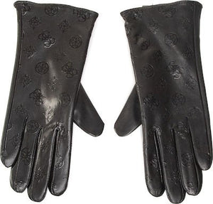 Guess Logo Black Leather Gloves