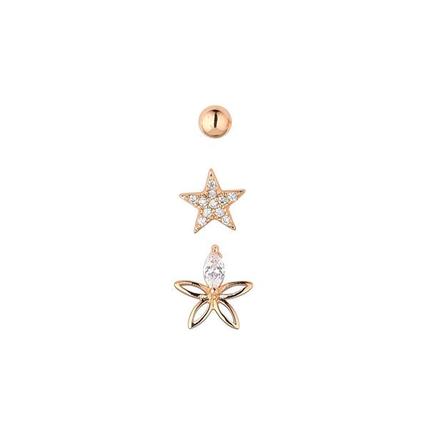 KNIGHT AND DAY Harper Rose Gold Tri Set Earrings