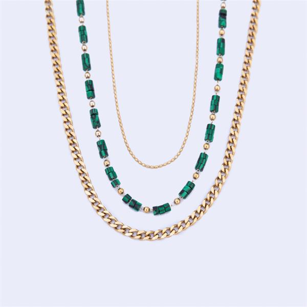 KNIGHT AND DAY - Layered Green Malachite Necklace