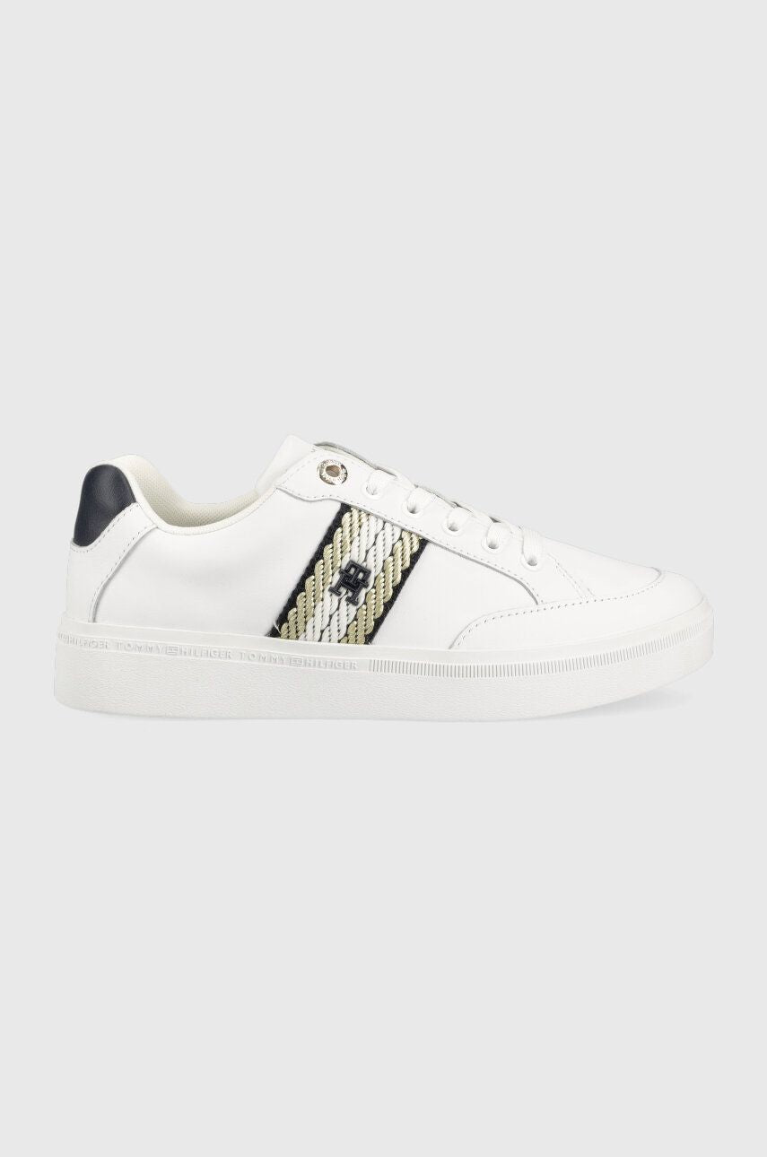 TOMMY HILFIGER Leather Court Trainer with Webbing