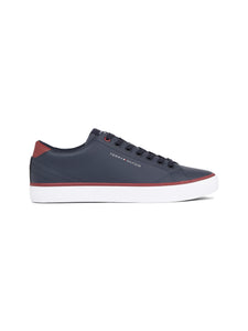 Tommy Hilfiger MENS  Leather Contrast Detail Trainer Navy