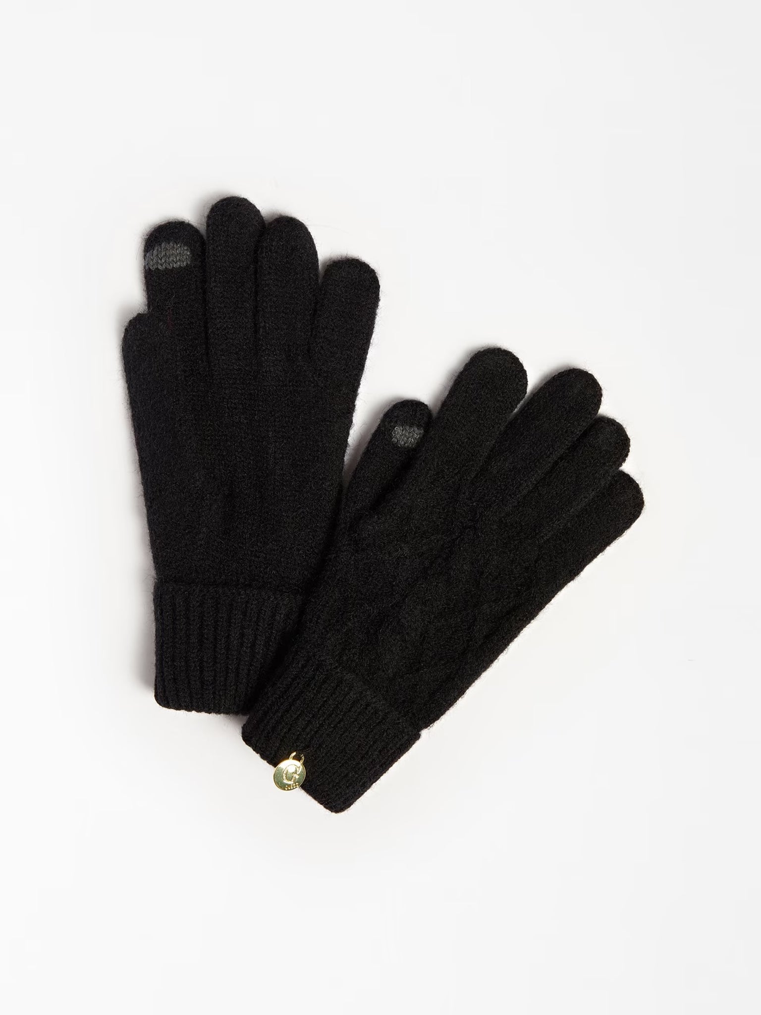 GUESS Cable Knit Gloves Black
