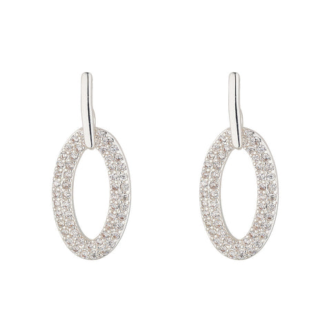 KNIGHT & DAY - Silver Oval Drop Earrings