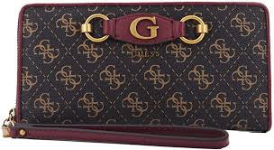 GUESS IZZY 4g logo Large Ziparound Wallet Brown/Merlot