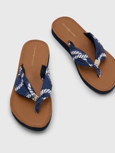 TOMMY HILFIGER Navy Elevated Rope Print Flip Flop SHOOZZ