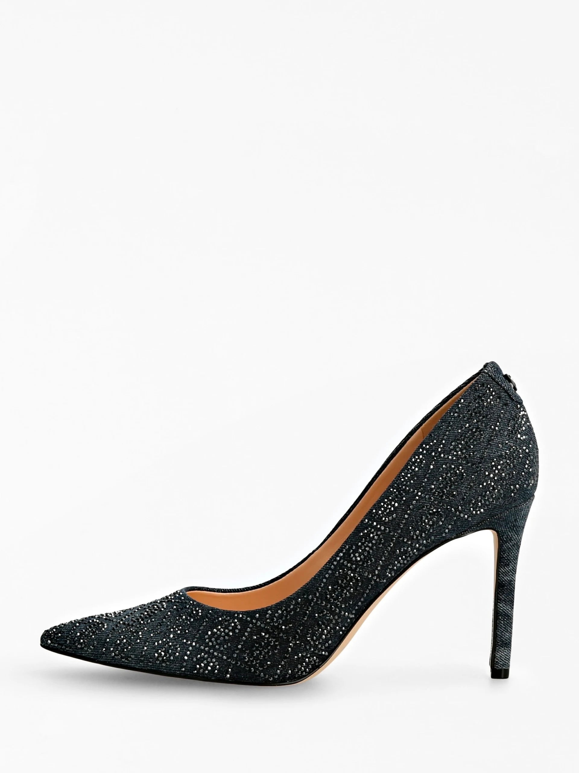 GUESS Piera Rinestone Denim Court Shoe Black