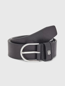 TOMMY HILFIGER Monogram Leather Belt Black