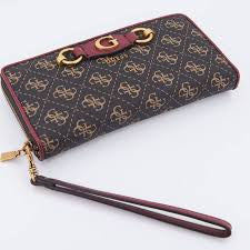 GUESS IZZY 4g logo Large Ziparound Wallet Brown/Merlot
