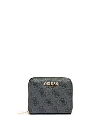 GUESS IZZY 4g logo Small Ziparound Wallet Coal