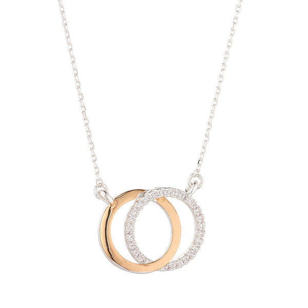 KNIGHT & DAY - MIXED METAL, SILVER & GOLD INTERLINKING CIRCLES NECKLACE