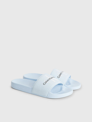 CK Recycled Canvas Sliders Blue