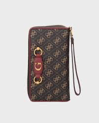 GUESS IZZY 4g logo Large Ziparound Wallet Brown/Merlot