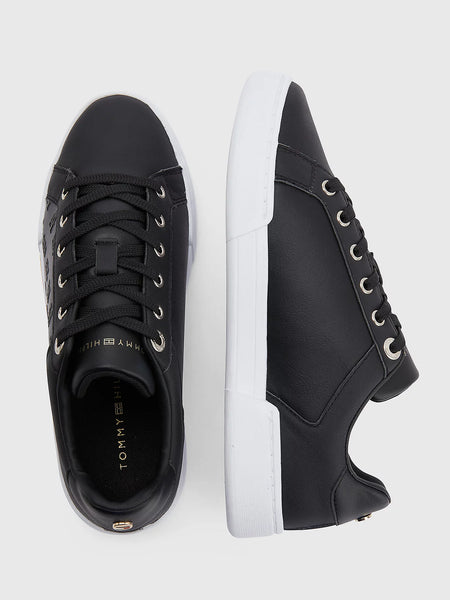 TOMMHY H Monogram Embossed Leather Trainer