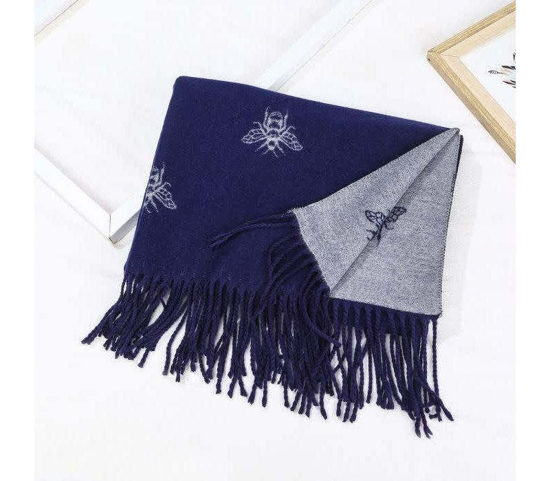Two Tone Bee Scarf Navy/Grey
