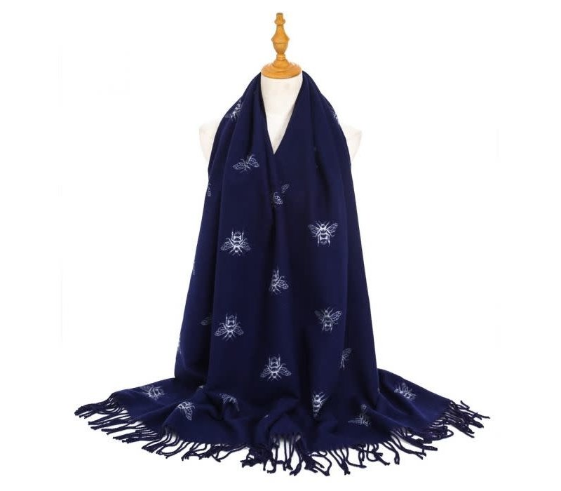 Two Tone Bee Scarf Navy/Grey