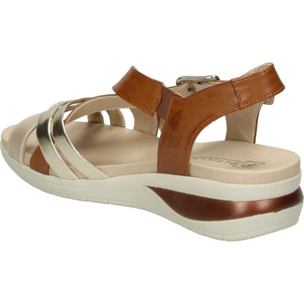 Pitillos Tan and Gold Leather Sandal