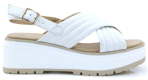Regarde Le Ciel White Leather Platform Sandal