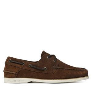 Tommy Hilfiger MENS  Suede Lace Up Boat Shoe Brown
