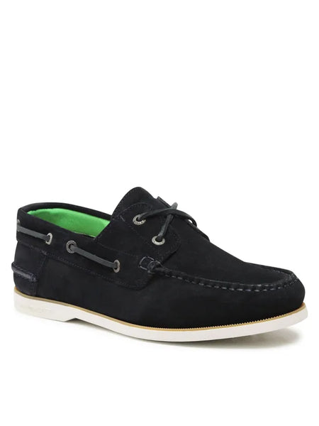 Tommy Hilfiger MENS  Suede Lace Up Boat Shoe Navy